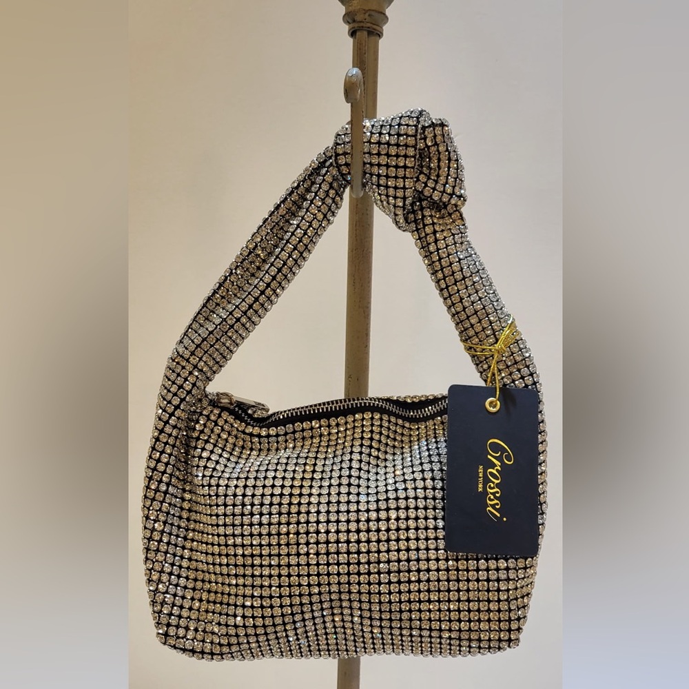 CROSSI rhinestone and black elegant evening purse